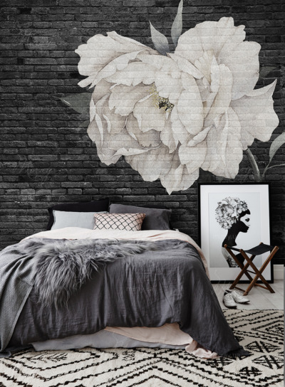 d-14-165-Цветок на черной кирпичной стене4 d-14-165-Цветок на черной кирпичной стене4