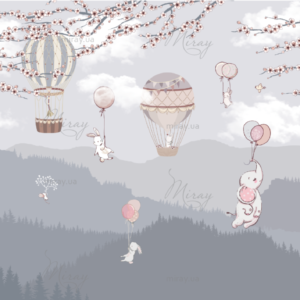 d-07-01_Воздушние кулі, гори і квітуча вишня-fon d-07-01_Воздушние кулі, гори і квітуча вишня-fon