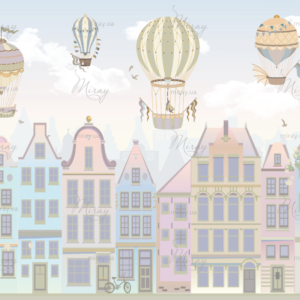 d-06-03_Houses with balloons spring-fon d-06-03_Houses with balloons spring-fon