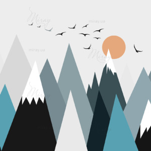 The mountains are blue with sun and birds The mountains are blue with sun and birds