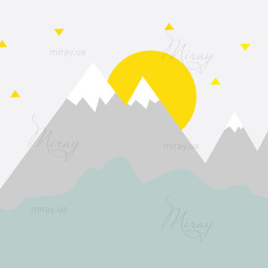 d-10-007-Горы с солнцем и голубой волной d-10-007-Горы с солнцем и голубой волной