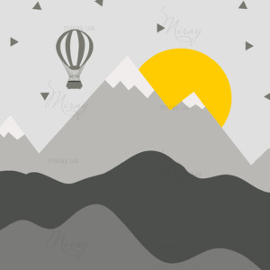 d-10-009-горы серые с солнцем и шаром d-10-009-горы серые с солнцем и шаром