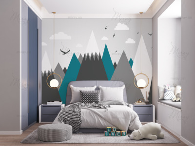 d-10-016-Mountains black and turquoise with birds-z d-10-016-Mountains black and turquoise with birds-z