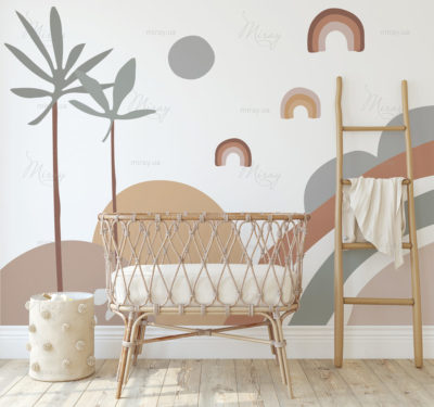 Nursery interior in boho style. 3d render. Nursery interior in boho style. 3d render.