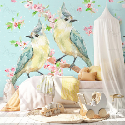 Yellow birds on blue Yellow birds on blue