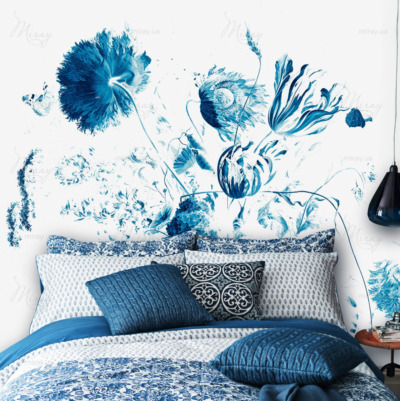 Blue flowers on a white background, fresco-PREV-5-1 Blue flowers on a white background, fresco-PREV-5-1