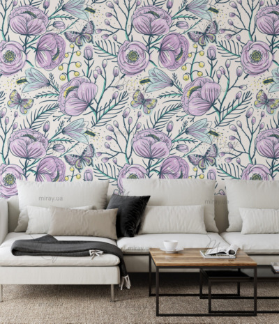 Blue flowers on a white background, fresco-PREV-5-2 Blue flowers on a white background, fresco-PREV-5-2