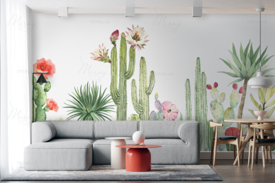 d-14-128-Watercolor cactuses and palms d-14-128-Watercolor cactuses and palms