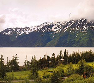 p-08-018-mountain behind the river and a strip of forest panorama p-08-018-mountain behind the river and a strip of forest panorama