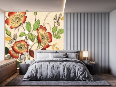 p-14-009-Decorative tiles with rose hips, design c 1880-z p-14-009-Decorative tiles with rose hips, design c 1880-z