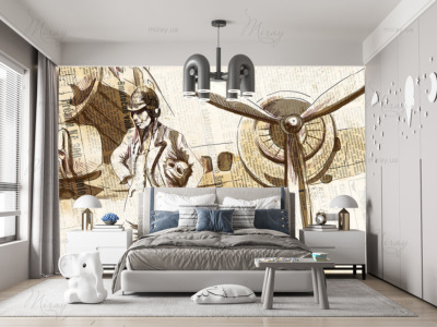 p-14-016-Пилот самолета – бомбардировщика, стоит перед его машиной-z p-14-016-Пилот самолета – бомбардировщика, стоит перед его машиной-z