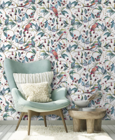 Birds in blackberry branches Birds in blackberry branches