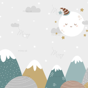 Seamless mountains and moon background in dusty pastel colors. F Seamless mountains and moon background in dusty pastel colors. F