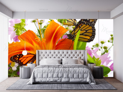 p-07-061-Букет лилий с бабочками-z p-07-061-Букет лилий с бабочками-z