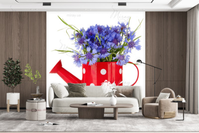 p-07-109-cornflowers in a red watering can-z p-07-109-cornflowers in a red watering can-z