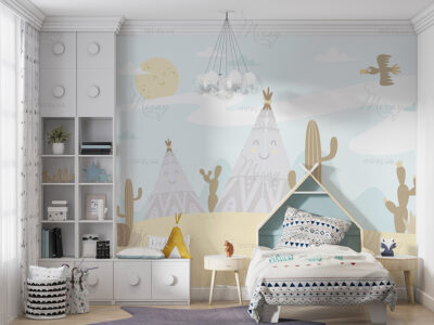 d-10-045-Вигвамы на фоне гор и кактусов d-10-045-Вигвамы на фоне гор и кактусов