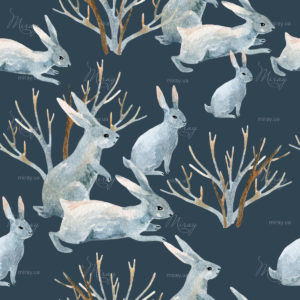 Rabbit in winter. Watercolor seamless pattern Rabbit in winter. Watercolor seamless pattern
