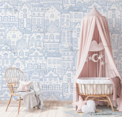 Interior mock up frame in newborn bedroom, three white frames on Interior mock up frame in newborn bedroom, three white frames on