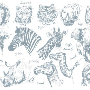 Abstract hand drawn jungle animals illustration Abstract hand drawn jungle animals illustration