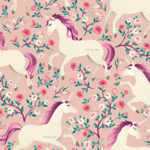 Hand drawn vintage Unicorn in magic forest seamless pattern. Vector illustration in Victorian style. Hand drawn vintage Unicorn in magic forest seamless pattern. Vector illustration in Victorian style.