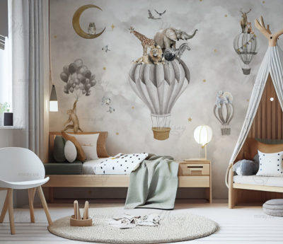 Scandinavian interior design of playroom with wooden cabinet Scandinavian interior design of playroom with wooden cabinet