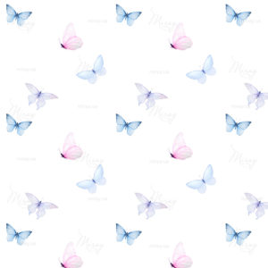 Watercolor minimalistic pattern of tender blue and pink butterflies isolated Watercolor minimalistic pattern of tender blue and pink butterflies isolated