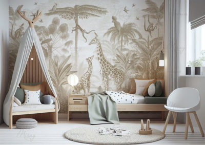 Scandinavian interior design of playroom with wooden cabinet Scandinavian interior design of playroom with wooden cabinet