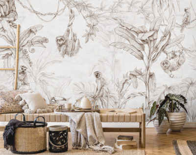 Interior design of stylish living room with chaise longue, beaut Interior design of stylish living room with chaise longue, beaut