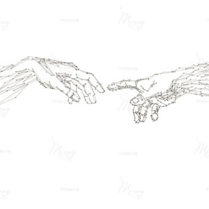 Reaching hands close up detail from The Creation of Adam of Mich Reaching hands close up detail from The Creation of Adam of Mich