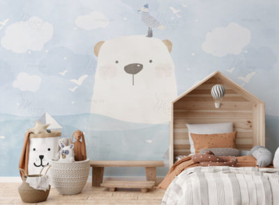 Empty white wall in modern child room. Mock up interior in scandinavian style. Free, copy space for your picture, poster. Bed, rattan basket, toys. Cozy room for kids. 3D rendering. Empty white wall in modern child room. Mock up interior in scandinavian style. Free, copy space for your picture, poster. Bed, rattan basket, toys. Cozy room for kids. 3D rendering.