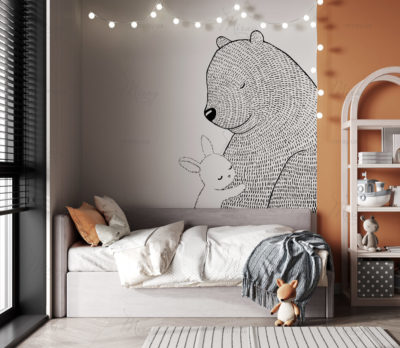 Kids Wall mock up. Kids orange interior. Scandinavian interior. Kids Wall mock up. Kids orange interior. Scandinavian interior.