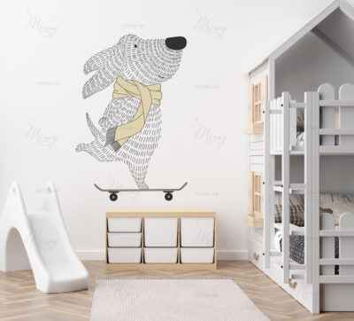 Empty white wall in modern child room. Mock up interior in scandinavian style. Copy space for your artwork, picture or poster. Bed, slide. Cozy room for kids. 3D rendering. Empty white wall in modern child room. Mock up interior in scandinavian style. Copy space for your artwork, picture or poster. Bed, slide. Cozy room for kids. 3D rendering.