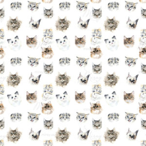 Seamless pattern with cats and roses. Watercolor hand drawn illu Seamless pattern with cats and roses. Watercolor hand drawn illu