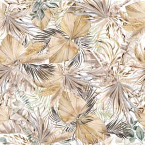 Watercolor Bohemian seamless pattern with dried tropical leaves Watercolor Bohemian seamless pattern with dried tropical leaves